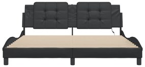 Estrutura de cama c/ luzes LED 180x200cm couro artificial preto