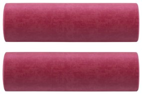 Sofá 2 lug. + almofadas decorativas 140cm veludo vermelho tinto