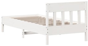 Cama sem colchão 90x200 cm madeira de pinho maciça branco