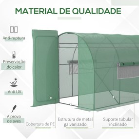 Estufa Tipo Túnel 300x200x200 cm com Porta e Janelas Estufa de Jardim