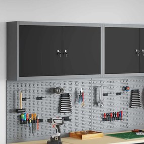 Armário de Ferramentas VidaXL Montado na Parede Preto 100x20x55 cm Aço