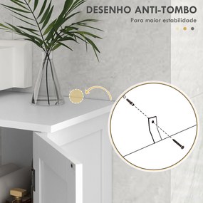 Armário de Lavatório Pousar de Madeira Móvel para Lavatório com 1 Armá