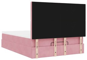 Estrutura de cama otomana com colchões 140x200 cm veludo rosa
