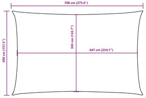Para-sol estilo vela tecido oxford retangular 4x7 m amarelo
