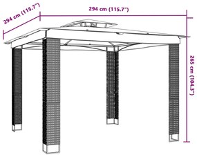 Gazebo com telhado duplo 2,94x2,94 m aço creme