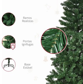 Árvore de Natal Artificial 150cm Ignífuga com 454 Ramas com 2 Tipos de Pontas de PVC e Base de Aço Decoração de Natal para Interiores Verde