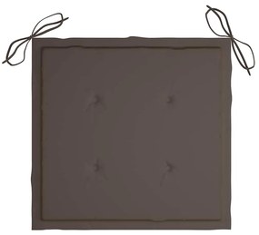 Cadeiras de jardim c/ almofadões cinza-acast. 6 pcs teca maciça