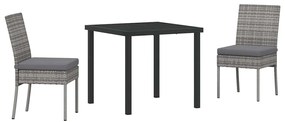 Conjunto de Jantar para Jardim - 3 Peças em Rattan Sintético Cinza