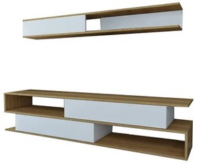 Móvel TV Sims – Branco e Teca – 176x39x31,5 cm