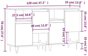 Aparadores 2 pcs derivados de madeira branco brilhante