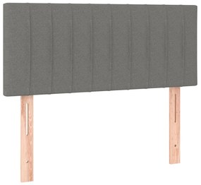 Cama box spring c/ colchão e LED 100x200 cm tecido cinza-escuro