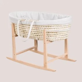 Moisés De Rattan Acolchoado Com Baloiço Fabian Madeira Natural - Sklum