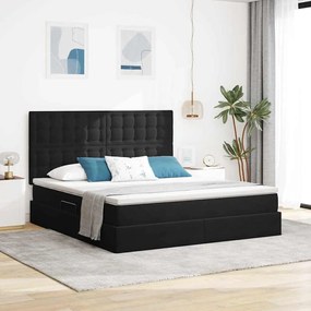 vidaXL Cama com arrumação e LED com colchão Preto 180 x 200 cm Veludo