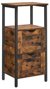 Aparador de casa de banho compacto com 2 gavetas | VASAGLE | 37 x 30 x 80 cm | marrom vintage/preto | BBK151B01.