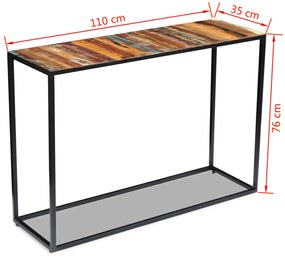 Mesa consola 110x35x76 cm madeira reciclada maciça