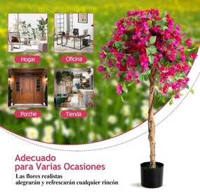 Árvore de azálea artificial 135 cm com 312 flores 624 folhas Planta de imitação realista em vaso para interior verde e vermelho