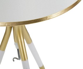 Candeeiro de Mesa "Triply" — Ø 28x57 cm — Ferro Branco e Dourado com A