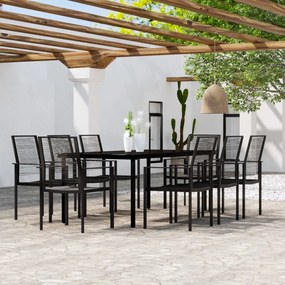 vidaXL 9 pcs conjunto de jantar para jardim preto