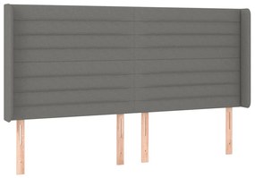 Cama box spring c/ colchão e LED 180x200 cm tecido cinza-escuro