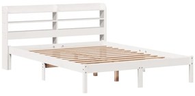 Cama sem colchão 140x190 cm madeira de pinho maciça branco