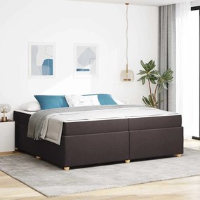 vidaXL Estrutura da Cama com colchão Marrom Escuro 200 x 200 cm tecido