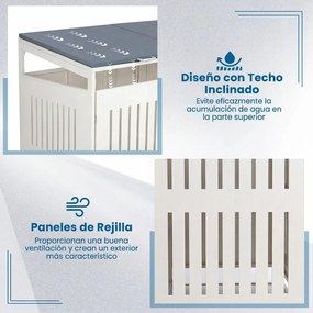 Abrigo para 2 Contentores do Lixo (NÃO INCLUIDOS), 132 x 80 x 125,5 cm, Com Fechadura, Branco