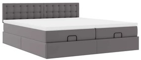 Cama otomana com colchões &amp; LEDs 180x200 cm couro artificial