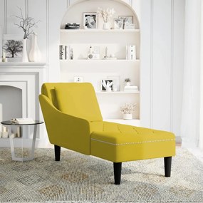 Chaise lounge c/almofada/apoio de braços direito veludo amarelo