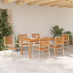 Conjunto de Jantar para Jardim 7 pcs Bege 150 x 90 x 74 cm