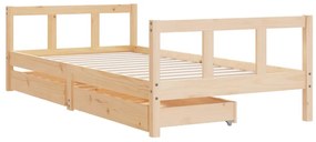 Estrutura de cama infantil c/ gavetas 90x190 cm pinho maciço