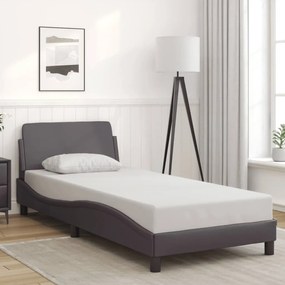 Estrutura cama c/ cabeceira couro artificial 90x190 cm cinzento