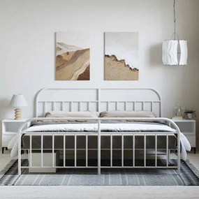 Estrutura de cama com cabeceira e pés 193x203 cm metal branco