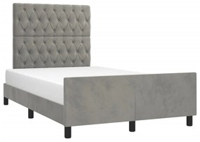 Estrutura de cama sem colchão cinza claro Veludo