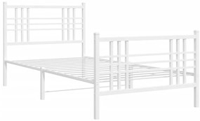 Estrutura de cama com cabeceira e pés 90x190 cm metal branco