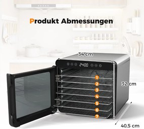 Desidratador de alimentos com temperatura ajustável de 30 ℃-75 ℃ 7 bandejas de aço inoxidável para carne, frutas