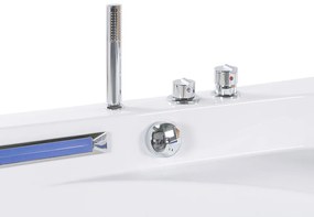 Banheira de hidromassagem de canto em acrílico branco com LED 211 x 150 cm CACERES Beliani