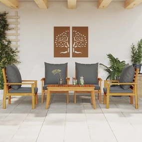 5 pcs conjunto lounge de jardim c/ almofadões acácia maciça