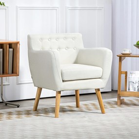 Poltrona de Sala de Estar Poltrona para Dormitório com Apoio para os Braços e Pés de Madeira 68x58,5x76 cm Creme