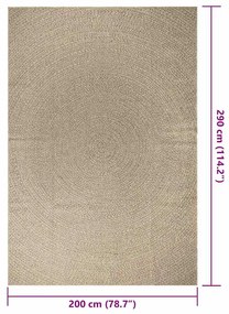 Tapete ZIZUR bege 200x290 cm aspeto de juta interior e exterior