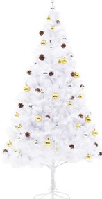 Árvore de Natal artificial pré-iluminada enfeites 210cm branco