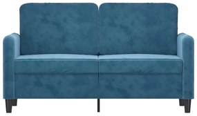 Sofá de 2 lugares veludo 120 cm azul