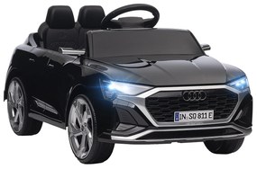 AIYAPLAY Carro Elétrico para Crianças Carro Audi Q8 Etron Sportback Infantil 12V Faróis Buzina e Música 98x49,5x43 cm Preto