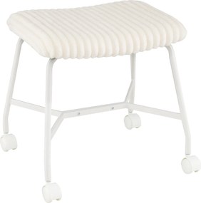 Conjunto de 2 Bancos com Rodas, 49 x 40,5 x 49 cm, Assento Acolchoado, Branco