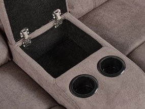 Sofá de canto reclinável elétrico e porta USB em tecido creme ROKKE Beliani