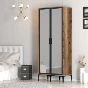 Roupeiro Kumsal RR – Nogueira e Antracite – 80x47,5x201,4 cm
