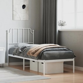 373926 vidaXL Estrutura de cama com cabeceira 75x190 cm metal branco