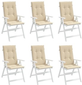 Almofadões para cadeiras altas de jardim 6 pcs tecido bege