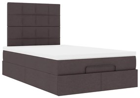 Estrutura de cama otomana com colchão 120x190cm castanho escuro