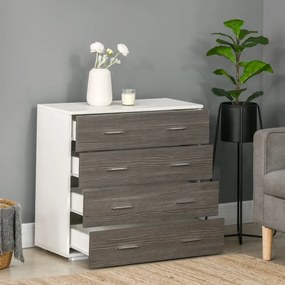 Cómoda com 4 Gavetas Moderna para Dormitório Corredor Sala de Estar 76x35x72 cm Cinzento e Branco