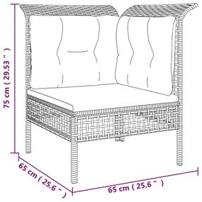 10 pcs conjunto lounge de jardim c/ almofadões vime PE cinzento